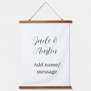Wedding couple name message date romantic elegant  hanging tapestry