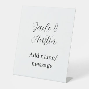Wedding couple name message date romantic elegant pedestal sign