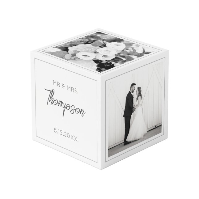 Wedding Couple NAME PHOTOS Timeless Keepsake Cube (Front Angled)