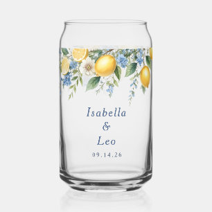 Wedding Couple Names Amalfi Lemons Elegant Can Glass