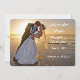 Wedding Couple on Sunset Beach Save the Date Card