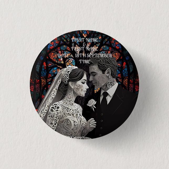 Wedding couple personalised gift ideas 1 inch round button (Front)