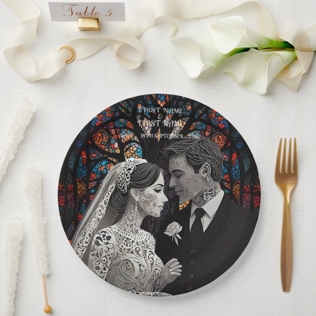 Wedding couple personalised gift ideas paper plate (Wedding)