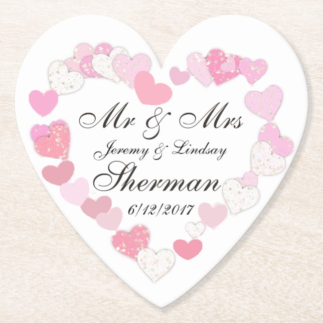 Wedding Couple Personalized Custom Paper Coaster (Front)