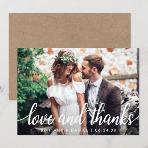 Wedding Couple Photo Kraft Love and Thanks Card
