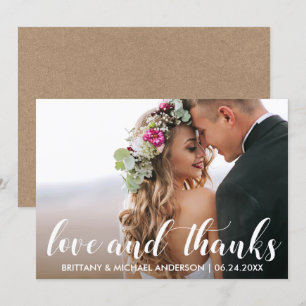 Wedding Couple Photo Love and Thanks Card Kraft