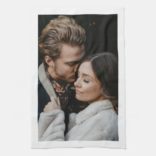 Wedding Couple Photo, White Border Kitchen Towel
