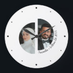 Wedding Couple Photo with Names & Date Wall Clock<br><div class="desc">Celebrate your love story with this elegant wall clock featuring two custom photos of the bride and groom, personalized with names and wedding year. A meaningful keepsake for newlyweds, perfect as a wedding gift, anniversary present, or romantic home décor. Designed to showcase cherished memories in a stylish and timeless way....</div>