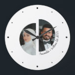 Wedding Couple Photo with Names & Date Wall Clock<br><div class="desc">Celebrate your love story with this elegant wall clock featuring two custom photos of the bride and groom, personalized with names and wedding year. A meaningful keepsake for newlyweds, perfect as a wedding gift, anniversary present, or romantic home décor. Designed to showcase cherished memories in a stylish and timeless way....</div>