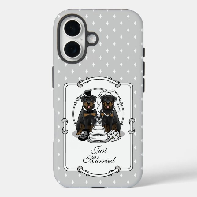 Wedding Couple Rottweilers Bride and Groom Dogs Case-Mate iPhone Case (Back)