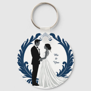 Wedding Couple Silhouette Holding Hands Keychain