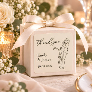 Wedding Couple Thank You Square Sticker