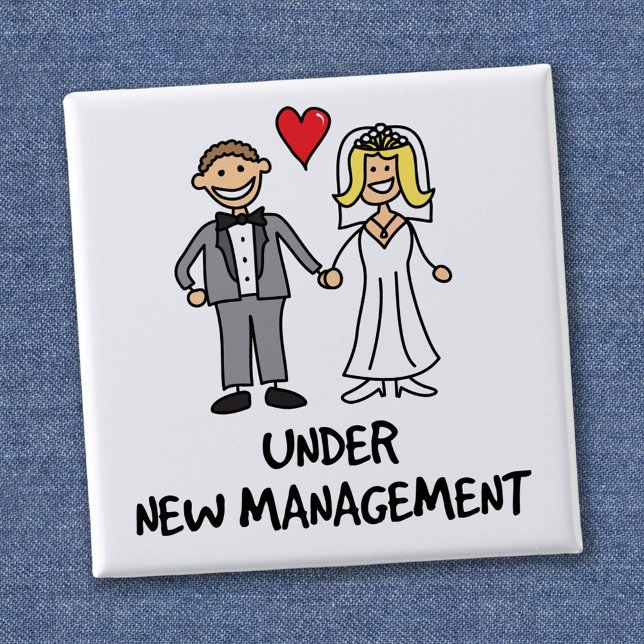 Wedding Couple - Under New Management 2 Inch Square Button (Creator Uploaded)