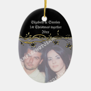 Wedding Couple's 1st Christmas photo Ornament