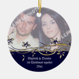 Wedding Couple's 1st Christmas photo Ornament