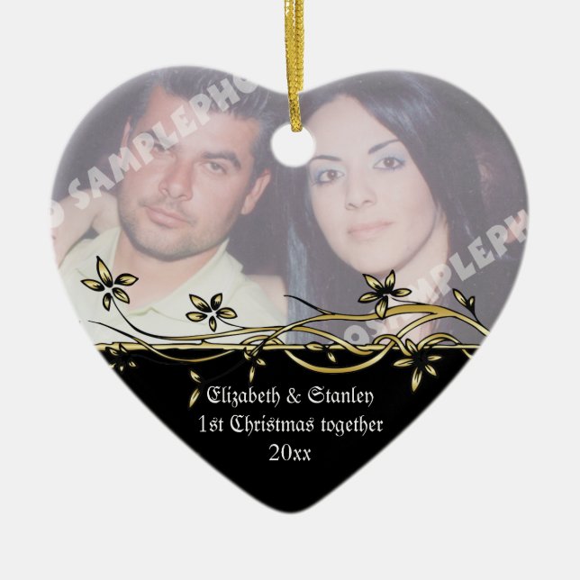 Wedding Couple's 1st Christmas photo Ornament (Front)