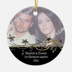 Wedding Couple's 1st Christmas photo Ornament