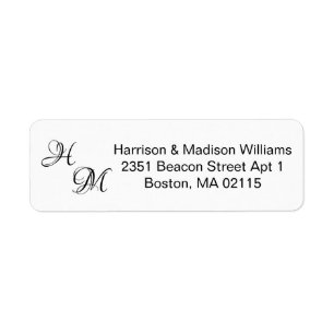 Wedding couple's monogram initials Return Address