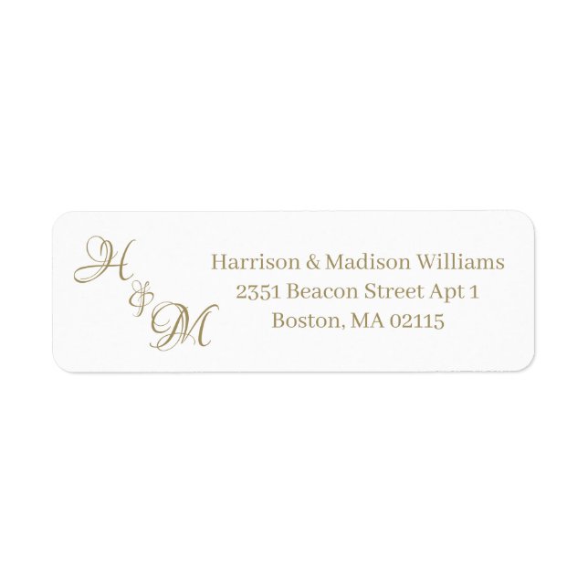 Wedding couple's monogram initials Return Address  (Front)
