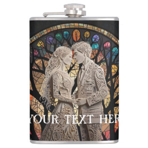 Wedding couples personalized hip flask