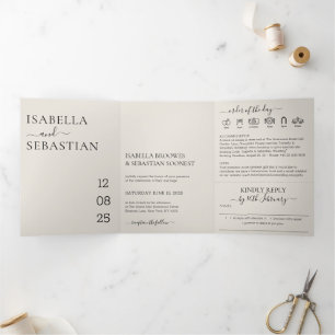 Wedding Cream All in one set kindly reply Tri-Fold Invitation