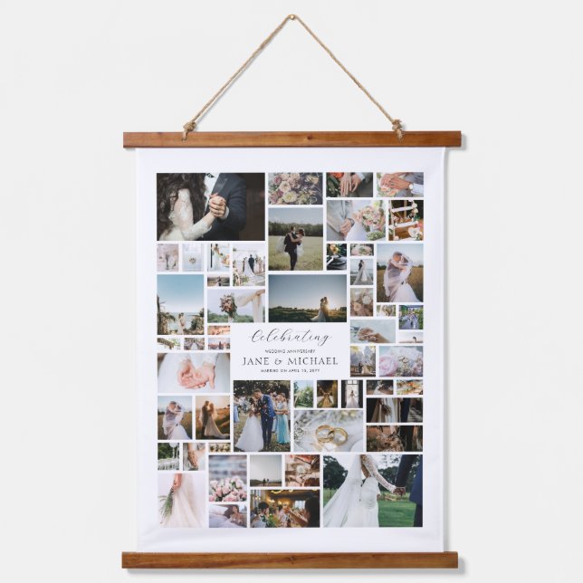 Wedding Create Your Own 52 Photo Collage Hanging Tapestry (Front)