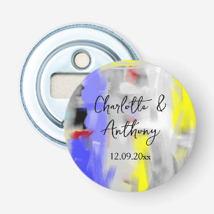 Wedding Creative Abstract Art Blue Yellow White Bottle Opener