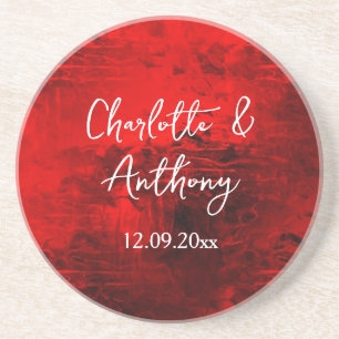 Wedding Creative Abstract Artwork Red Coaster