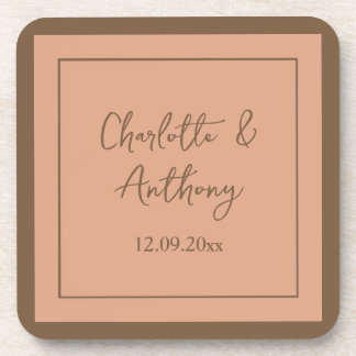 Wedding Creative Calligraphy Names Date Coaster