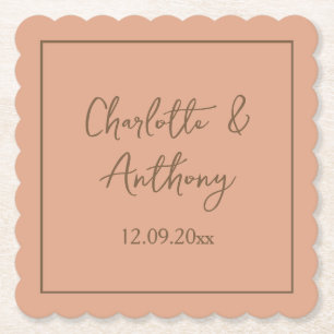 Wedding Creative Calligraphy Names Date Paper Coaster