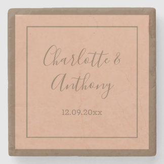 Wedding Creative Calligraphy Names Date Stone Coaster