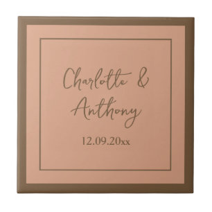 Wedding Creative Calligraphy Names Date Tile