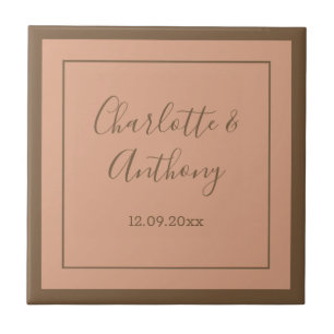 Wedding Creative Calligraphy Names Date Tile