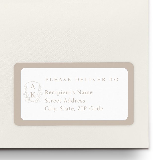 Wedding Crest Monogram Individual Name Address Label (Creator Uploaded)
