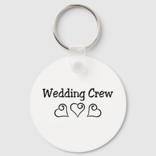 Wedding Crew Black Hearts Keychain