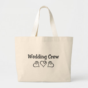 Wedding Crew Black Hearts Large Tote Bag