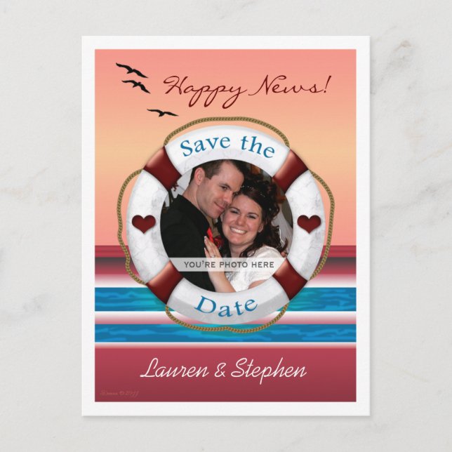 Wedding Cruise Save the Date Photo Frame Postcard (Front)