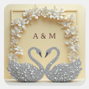 Wedding Crystal Romance Celebration Style Square Sticker