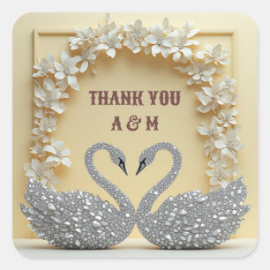 Wedding Crystal Romance Celebration Style Square Sticker