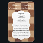Wedding Cucumber Sandwich Recipe Magnet<br><div class="desc">Give your guests something to talk about with this "Southern-style" cucumber sandwich guide. Featuring a blend of cream cheese,  mayo,  cucumbers,  and more,  this recipe is a refined choice for chic baby showers and rustic wedding receptions.</div>