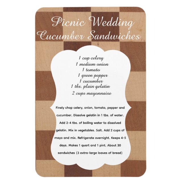 Wedding Cucumber Sandwich Recipe Magnet (Vertical)