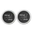 Wedding Cufflinks Monogram Black and White V6