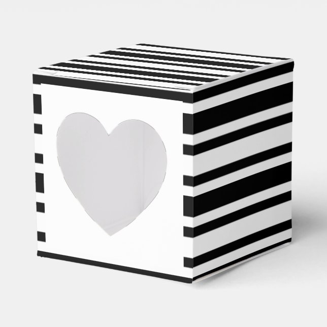 Wedding cupcake black white striped favor box (Front Side)