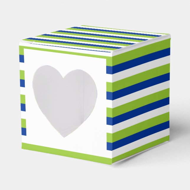 Wedding cupcake blue green striped favor box (Front Side)