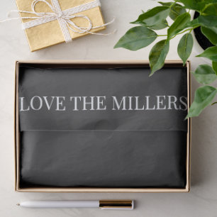 Wedding Custom Family Name Deep Charcoal & White Tissue Paper