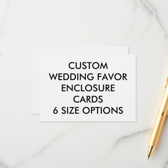 Wedding Custom FAVOR ENCLOSURE CARDS - LINEN (Front/Back In Situ)