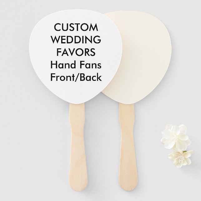 Wedding Custom Favours HAND FANS - ECRU PADDLE (Front and Back)