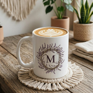 Wedding   Custom Lavender Floral Wreath Mom Bridal Coffee Mug