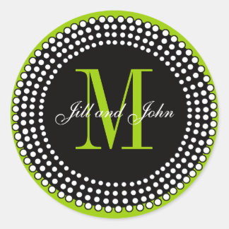 Wedding Custom Monogram & Names Apple Green Label
