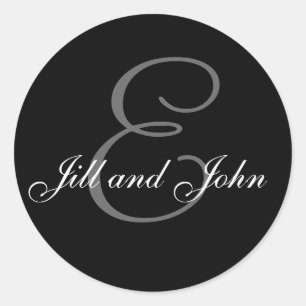 Wedding Custom Monogram & Names Black & Grey Seal